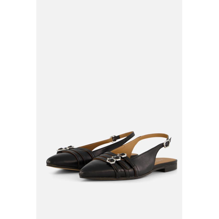 Linea Zeta Slingback Instappers zwart Leer Zwart