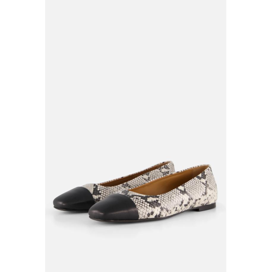 Linea Zeta Snake Ballerina's zwart Leer Zwart