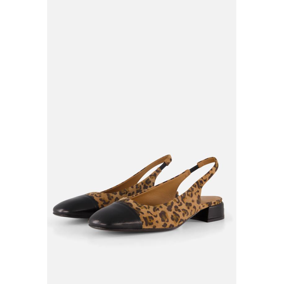 Linea Zeta Leopard Slingbacks zwart Leer Zwart