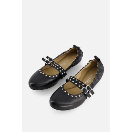 Linea Zeta Ballerina's zwart Leer