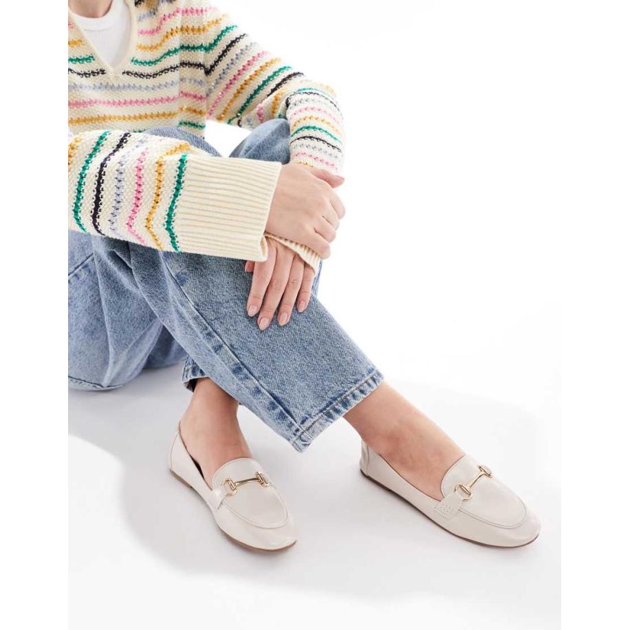 London Rebel Nori Loafers met gespdetail in crème-Wit Wit