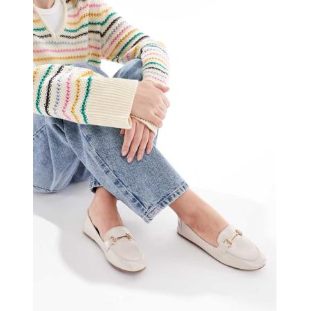 London Rebel Nori Loafers met gespdetail in crème-Wit