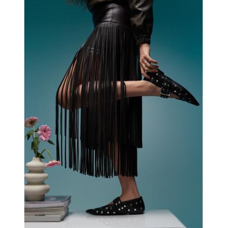 BIMBA Y LOLA Puntige pumps met studs en gespbandjes in zwart