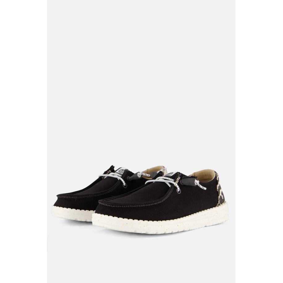 HEYDUDE Wendy Leopard Instappers zwart Canvas Zwart
