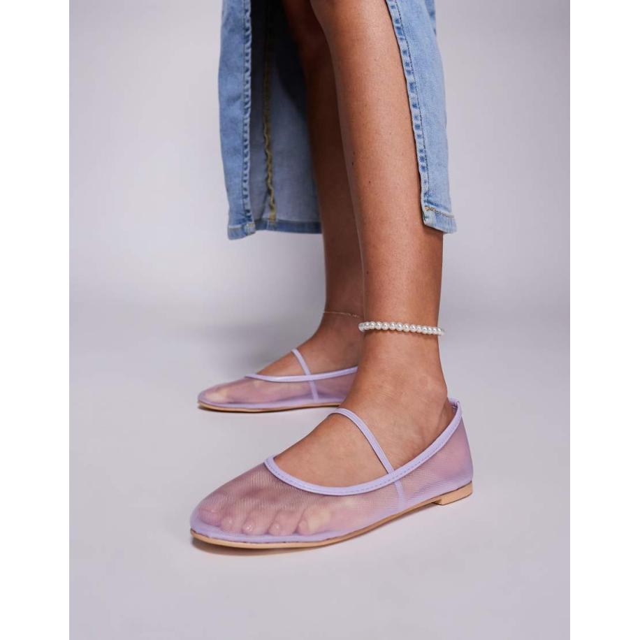 Public Desire Twiggie Ballerina's van mesh in lila-Geel Geel