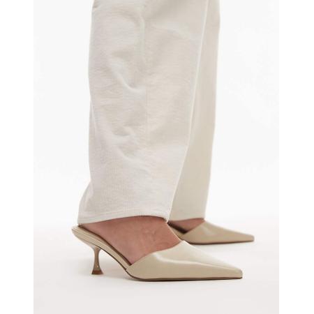 Topshop Dorota Muiltjes met kitten hak in crème-Wit