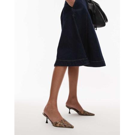 Topshop Dorota Muiltjes met kitten hak in slangenprint-Veelkleurig