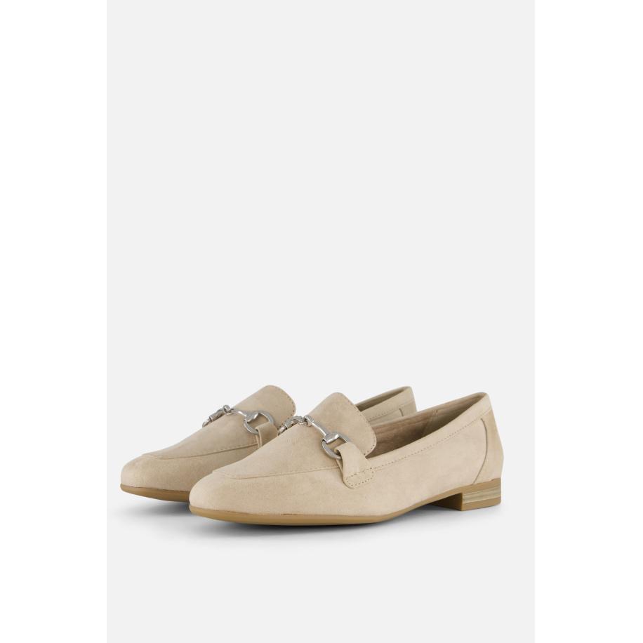 Marco Tozzi Instappers beige Textiel Bruin