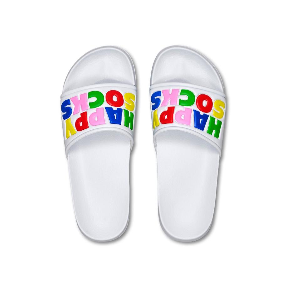 Happy Socks Happy Socks Muiltjes Happy Socks wit Bruin