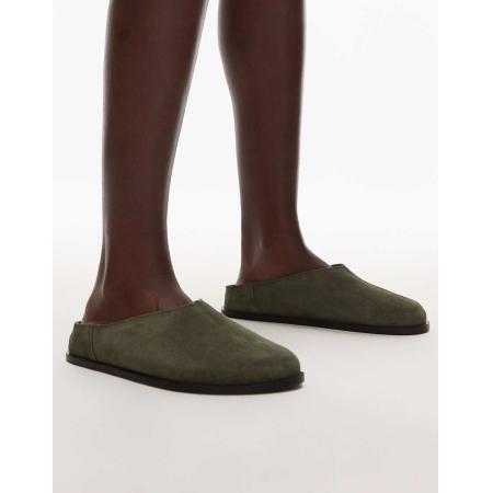 Topshop Abbie Suède muiltjes in kaki-Groen
