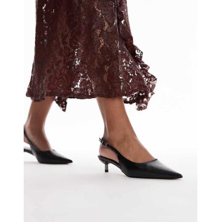 Topshop Ellie Slingback pumps met halfhoge hak in zwart