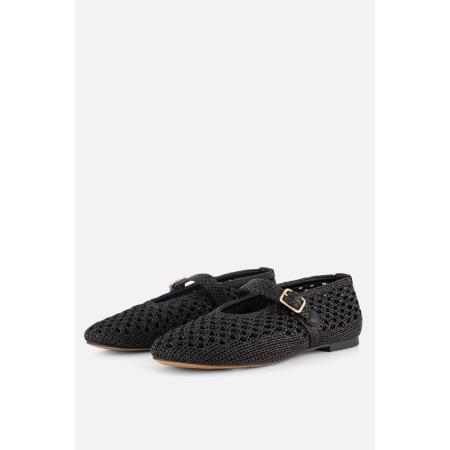 Cellini Ballerina's zwart Raffia