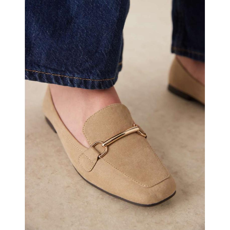 New Look Loafers van suedette met trens in beige-Neutraal Multicolor