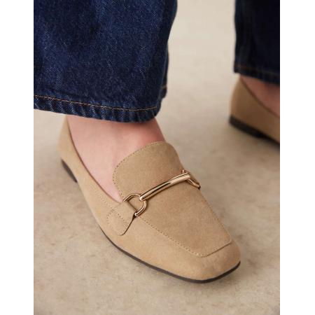 New Look Loafers van suedette met trens in beige-Neutraal