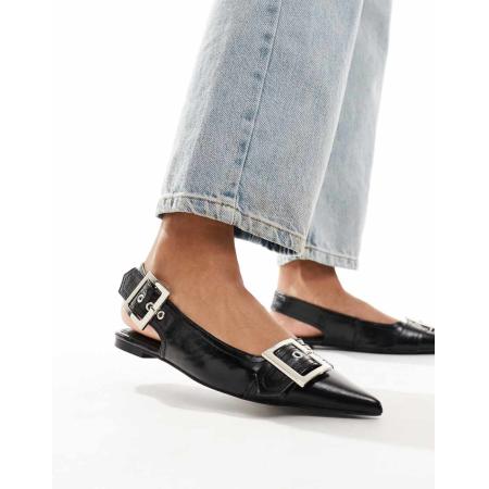 ASOS DESIGN Legion Ballerina's met gesp in zwart