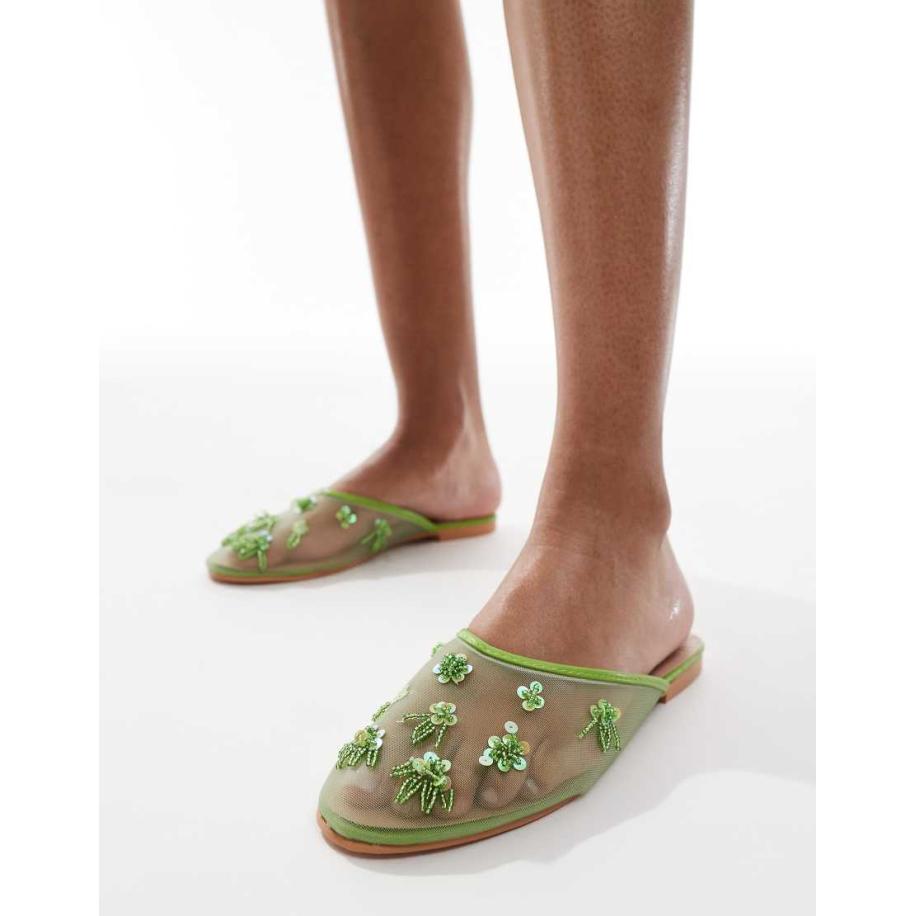 SEQWL XY Sandalen van mesh met versiering in groen Groen