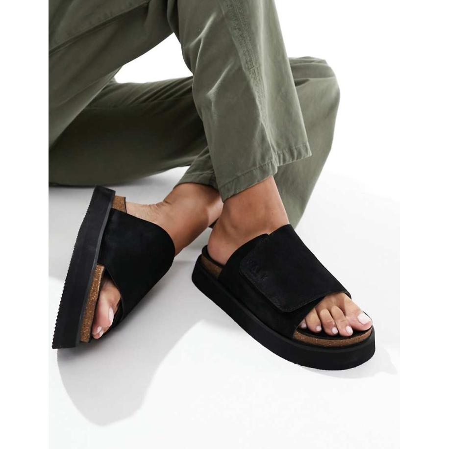 Walk London Barca Sandalen met klittenbandsluiting in zwart Zwart