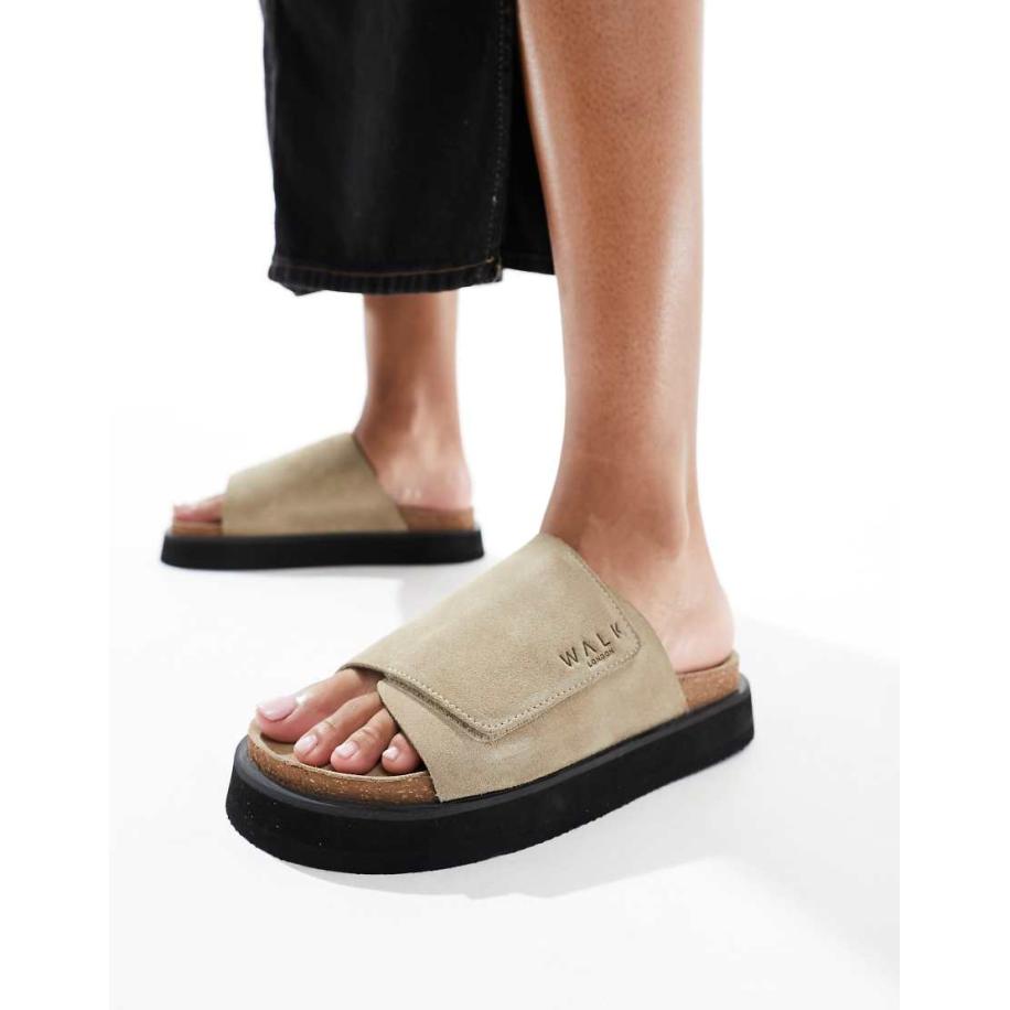 Walk London Barca Sandalen met klittenbandsluiting in stone-Neutraal Multicolor