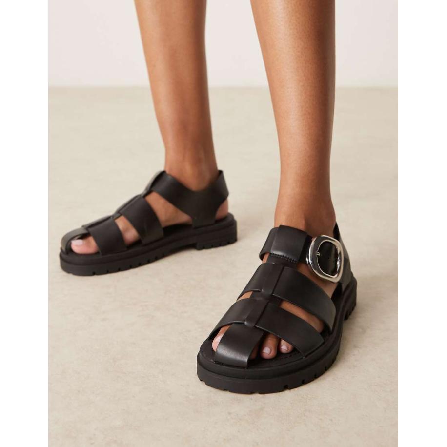 ASOS DESIGN Monarch Visserssandalen met dikke zool in zwart Zwart