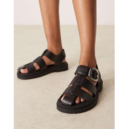ASOS DESIGN Monarch Visserssandalen met dikke zool in zwart
