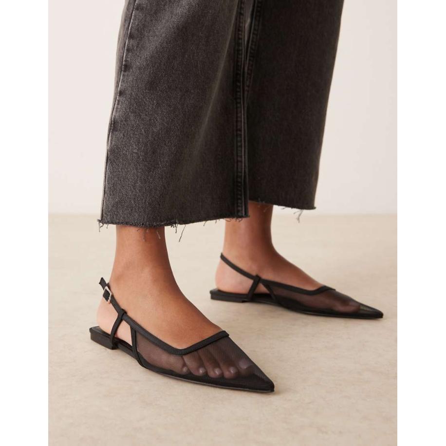 ASOS DESIGN Lorraine Slingback ballerina's in zwart mesh Zwart