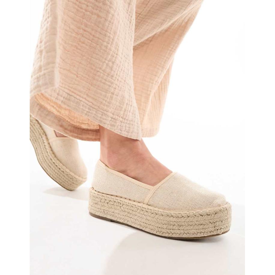 ASOS DESIGN Journal Espadrilles met plateauzool in crème-Wit Wit