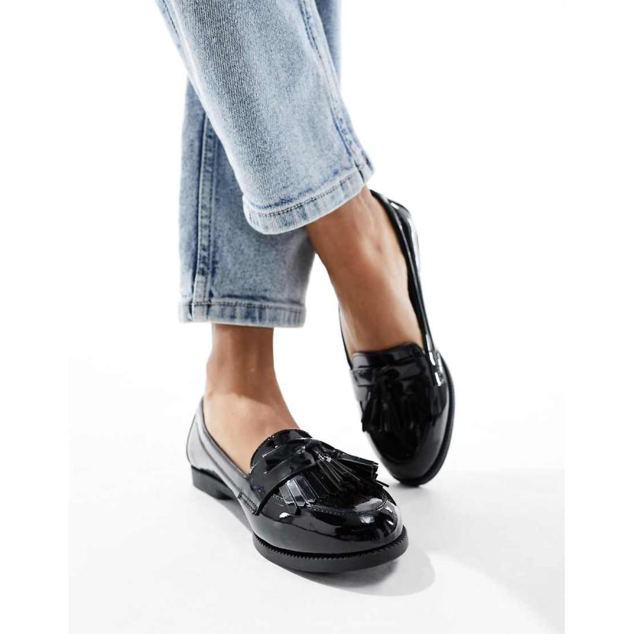 New Look Loafers met franje in zwart Zwart