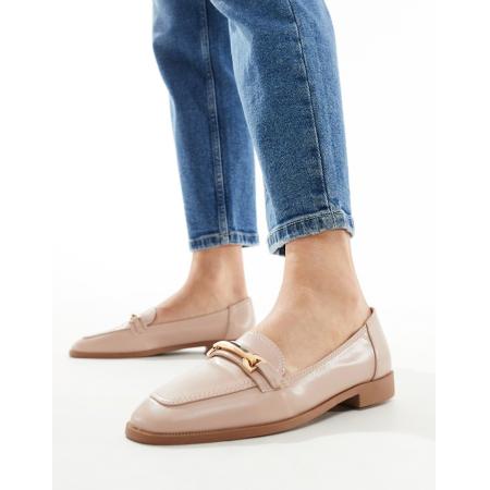 ASOS DESIGN Verity Platte loafers met trens in beigeroze