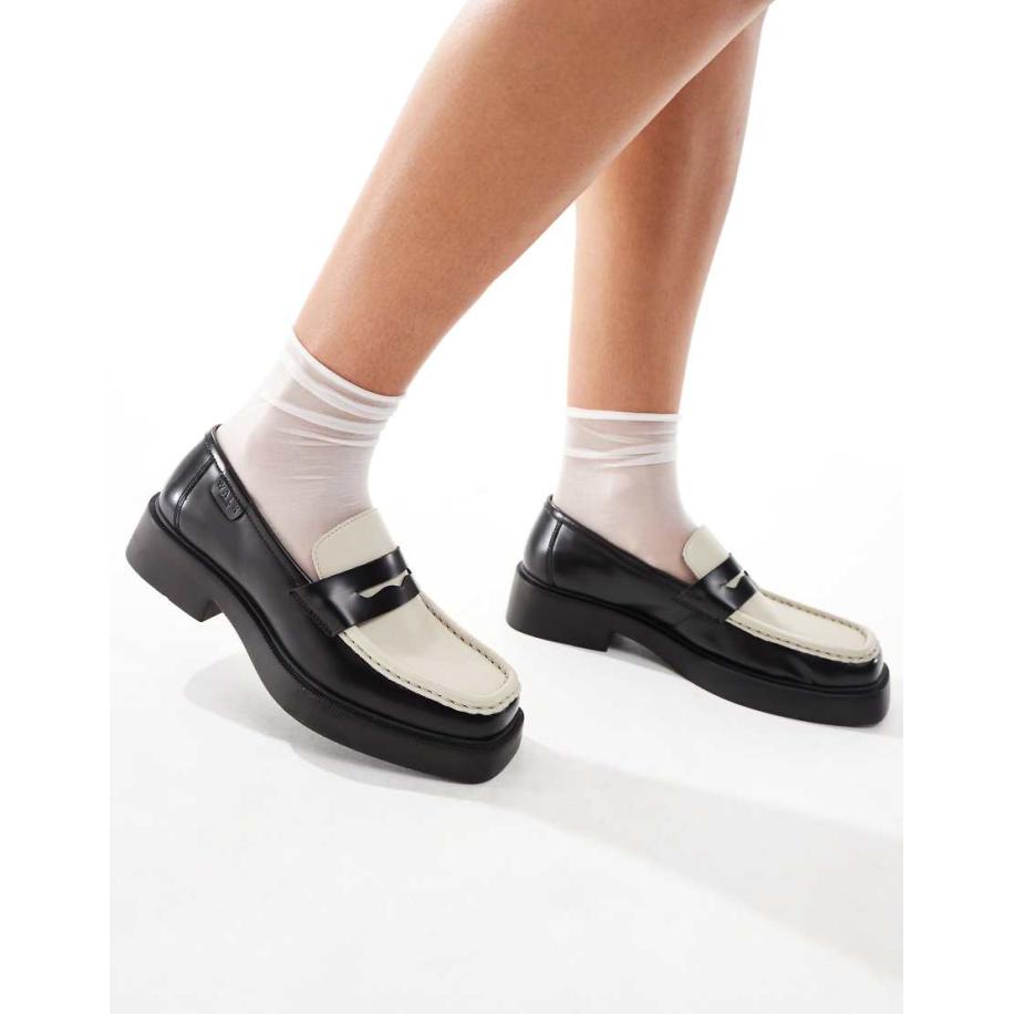 Walk London Taylor Zadelloafers in zwart en gebroken wit Zwart