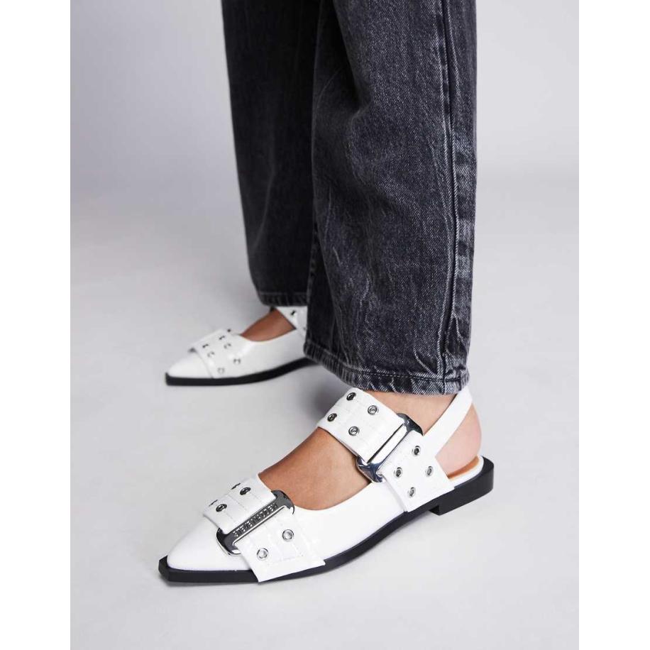 Steve Madden Grand Ave Slingback schoenen met gesp in wit Wit