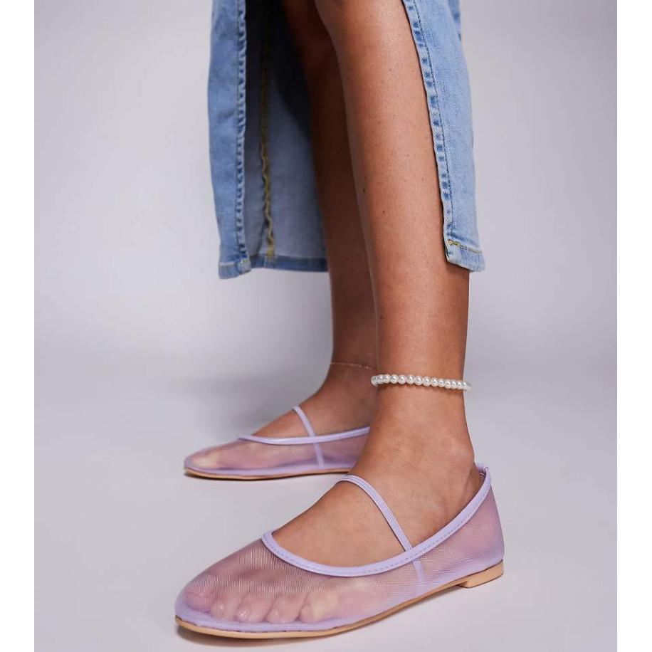 Public Desire Twiggie Ballerina's van mesh met brede pasvorm in lila-Geel Geel