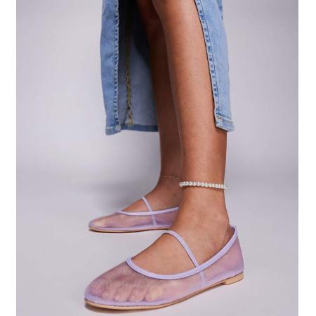 Public Desire Twiggie Ballerina's van mesh met brede pasvorm in lila-Geel