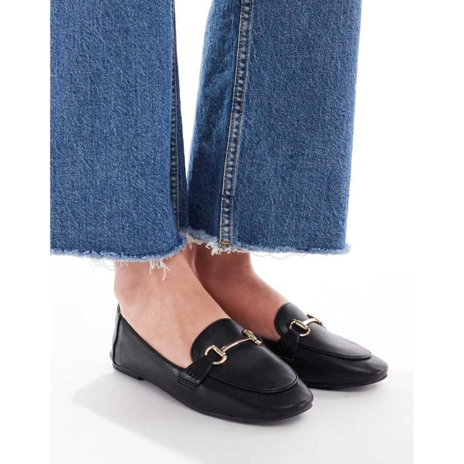 London Rebel Nori Loafers met gespdetail in zwart Zwart