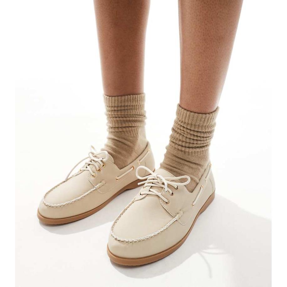 London Rebel Bootschoenen met veters en brede pasvorm in taupe-Neutraal Multicolor