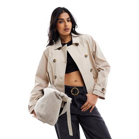 Only Korte trenchcoat in beige-Neutraal