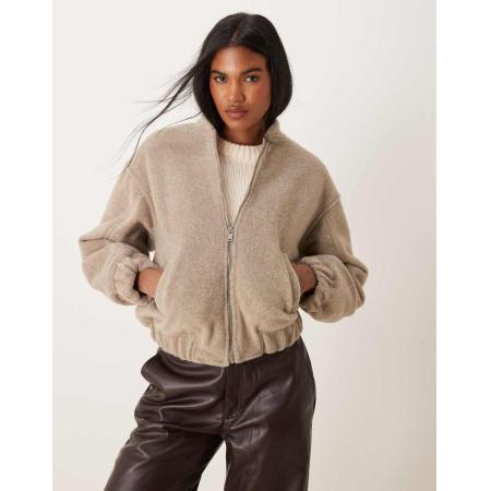 New Look Oversized bomberjack met textuur in lichtbruin-Neutraal