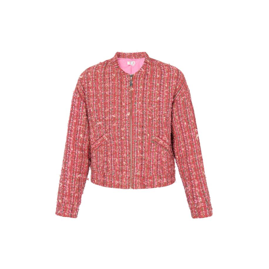 IZIA IZIA Tussenjas olijfgroen / lila / magenta / lichtroze -