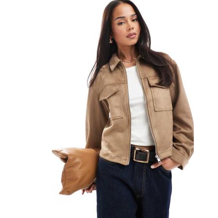 New Look Jack van suedette met rits in lichtbruin