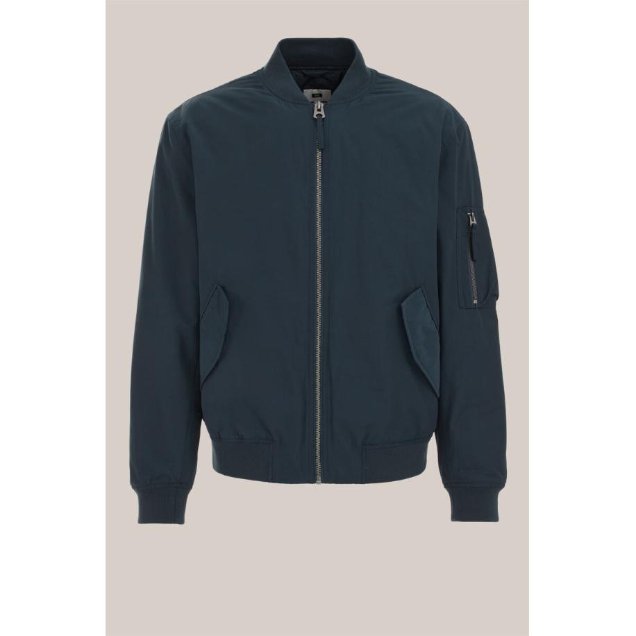 WE Fashion Heren waterafstotend bomberjack - Regular fit - Petrol - Katoen - Maat: XS Blauw