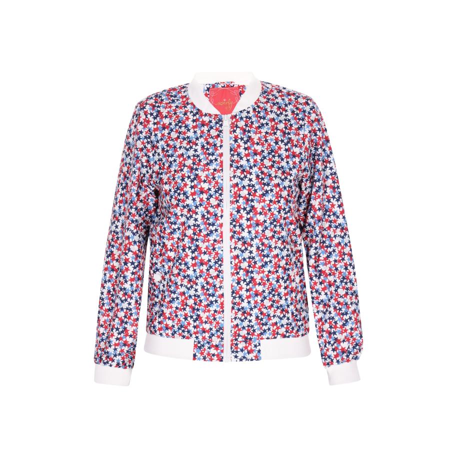 Swirly swirly Tussenjas lichtblauw / donkerblauw / rood / wit -