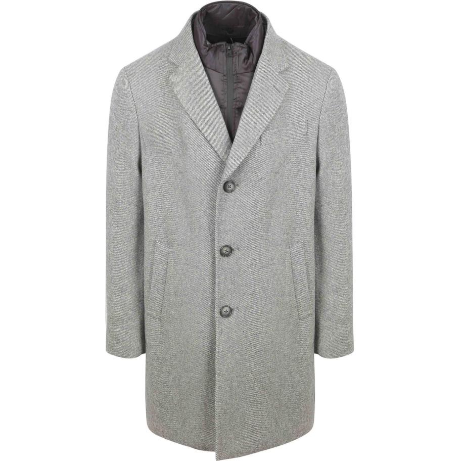 Suitable Coat Wol Twill Grijs Grijs