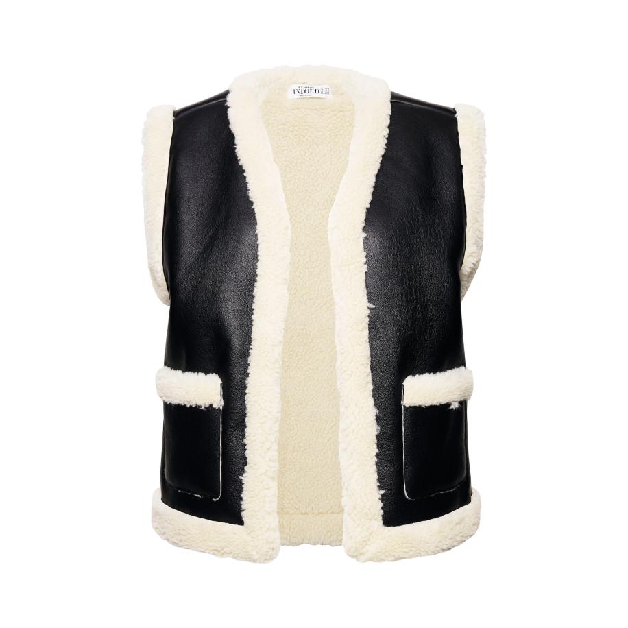 Studio Untold Studio Untold Bodywarmer ecru / zwart -