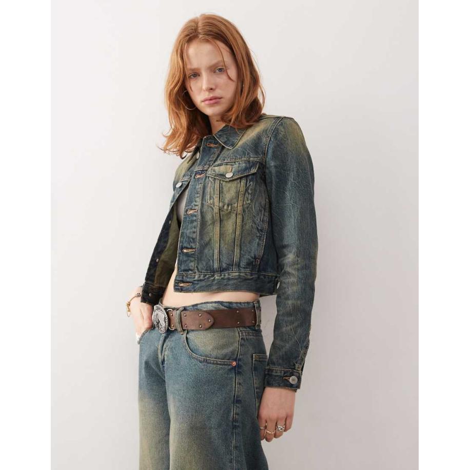 Weekday Denim jack in vintage blauwe wassing Blauw
