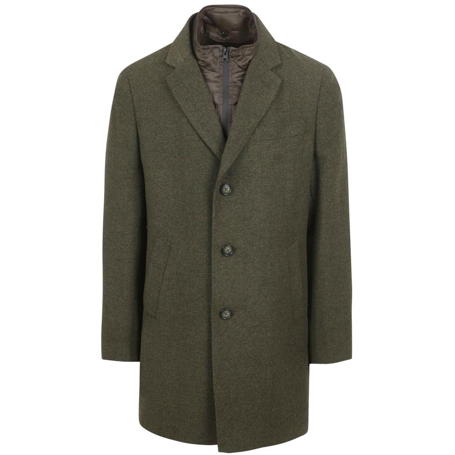 Suitable Coat Wol Twill Donkergroen Groen