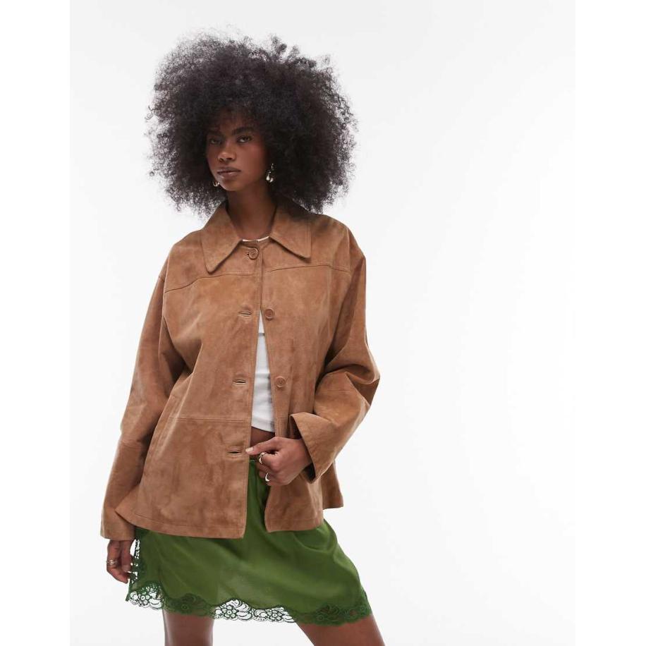 Topshop Jack van premium suède in camel-Neutraal Multicolor