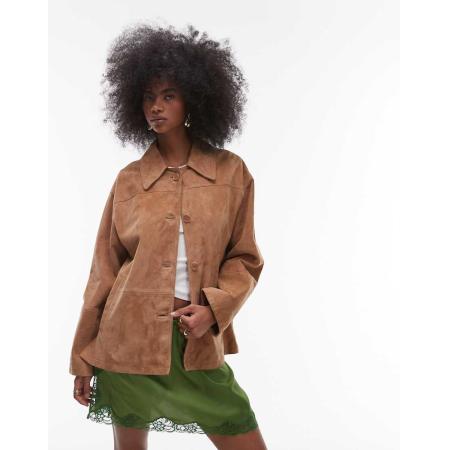 Topshop Jack van premium suède in camel-Neutraal