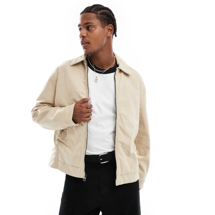 Hollister - Boxy workwearjack met kraag van corduroy in beige-Neutraal Multicolor