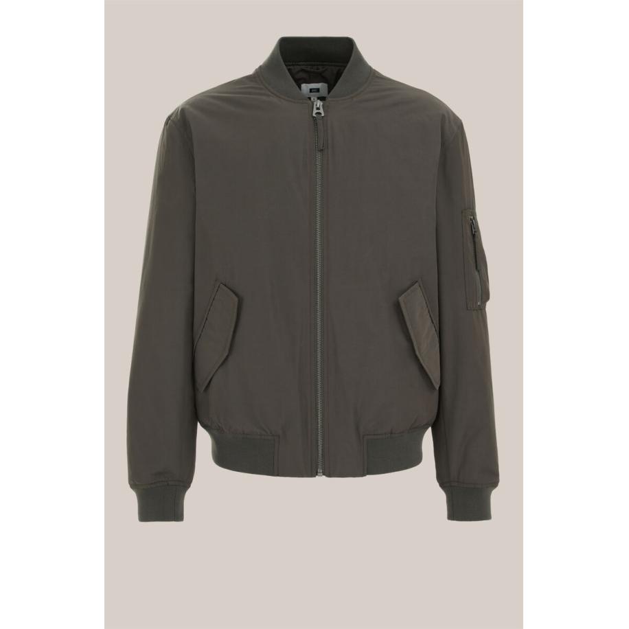 WE Fashion Heren waterafstotend bomberjack - Regular fit - Grijsgroen - Katoen - Maat: XS Groen