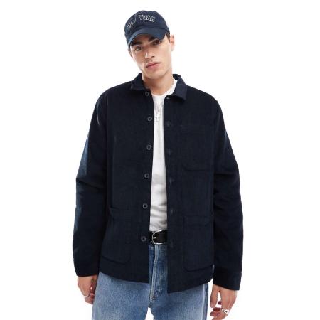 French Connection - Net slim-fit colbert met kraag en zakken in marineblauw