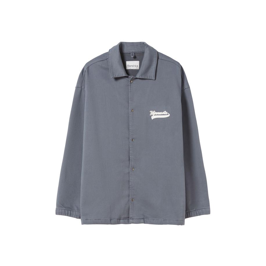 Bershka Bershka Tussenjas duifblauw / wit -